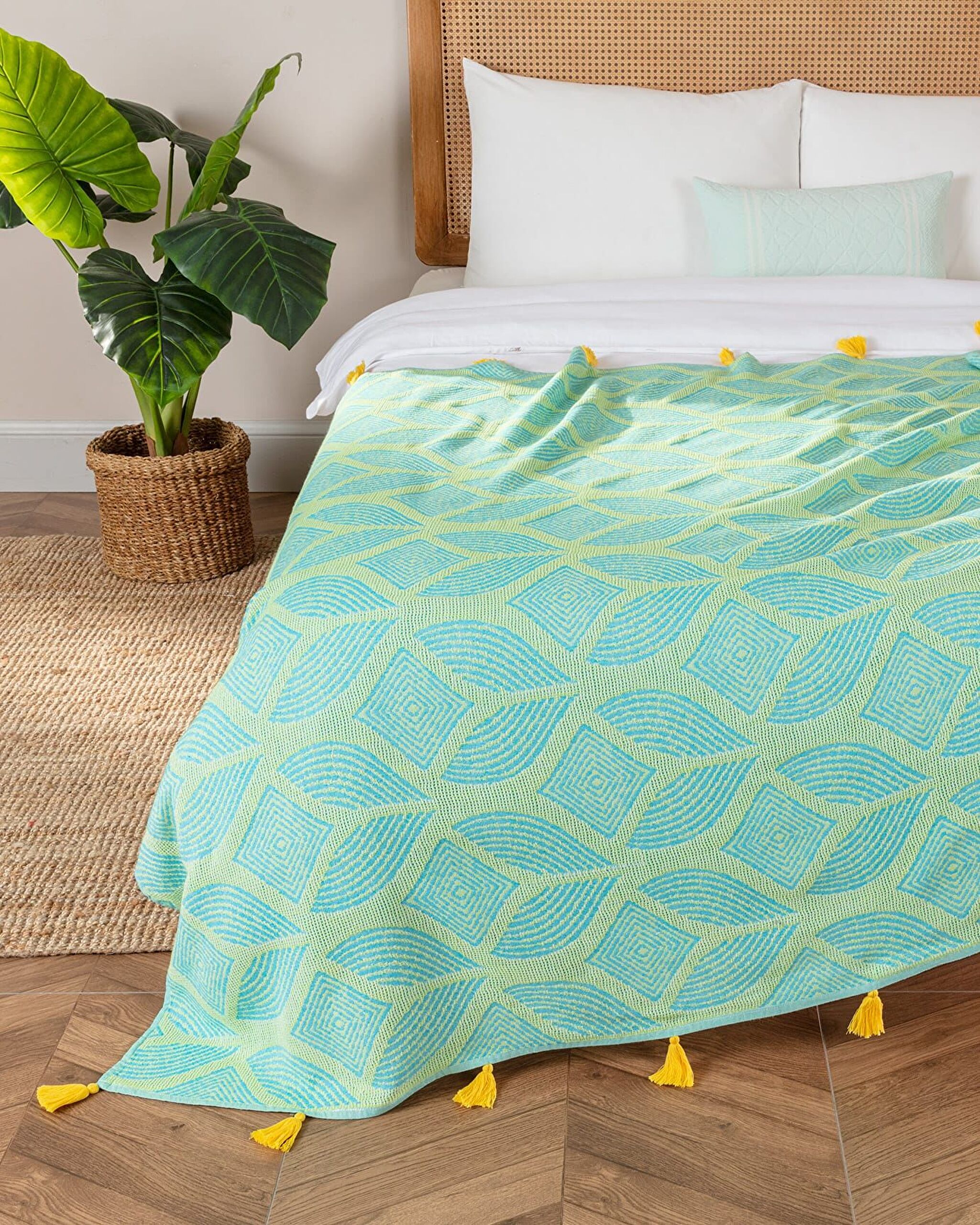 Cateline Single Bedspread - Blue/Green - 0