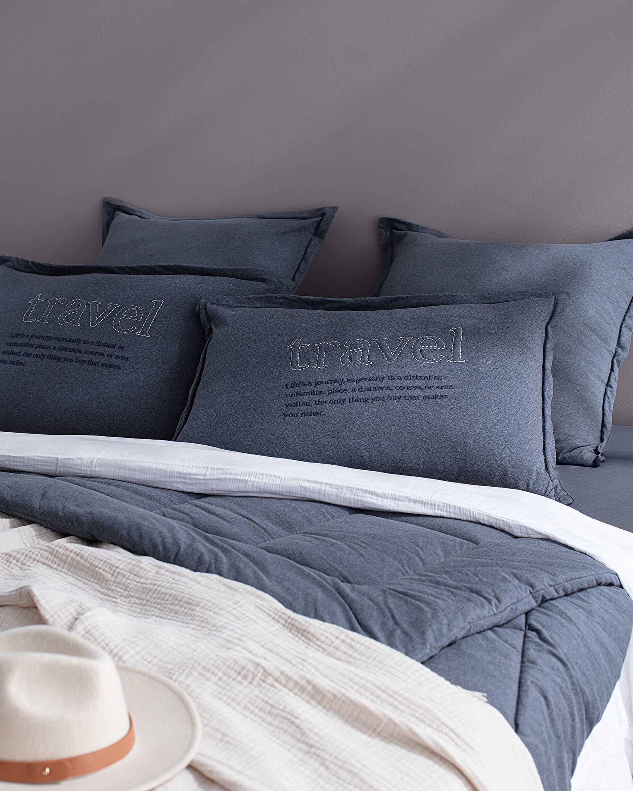 Ensemble d'édredon simple SuperSoft Bobigny - Indigo - 3