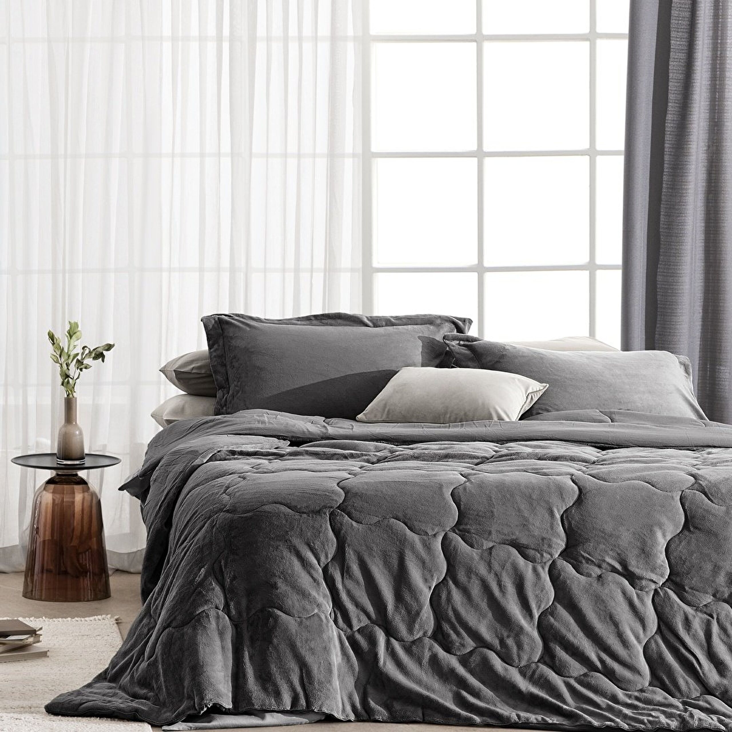 ⁠ Σετ Μονό Comforter Kaira - Anthracite_0}