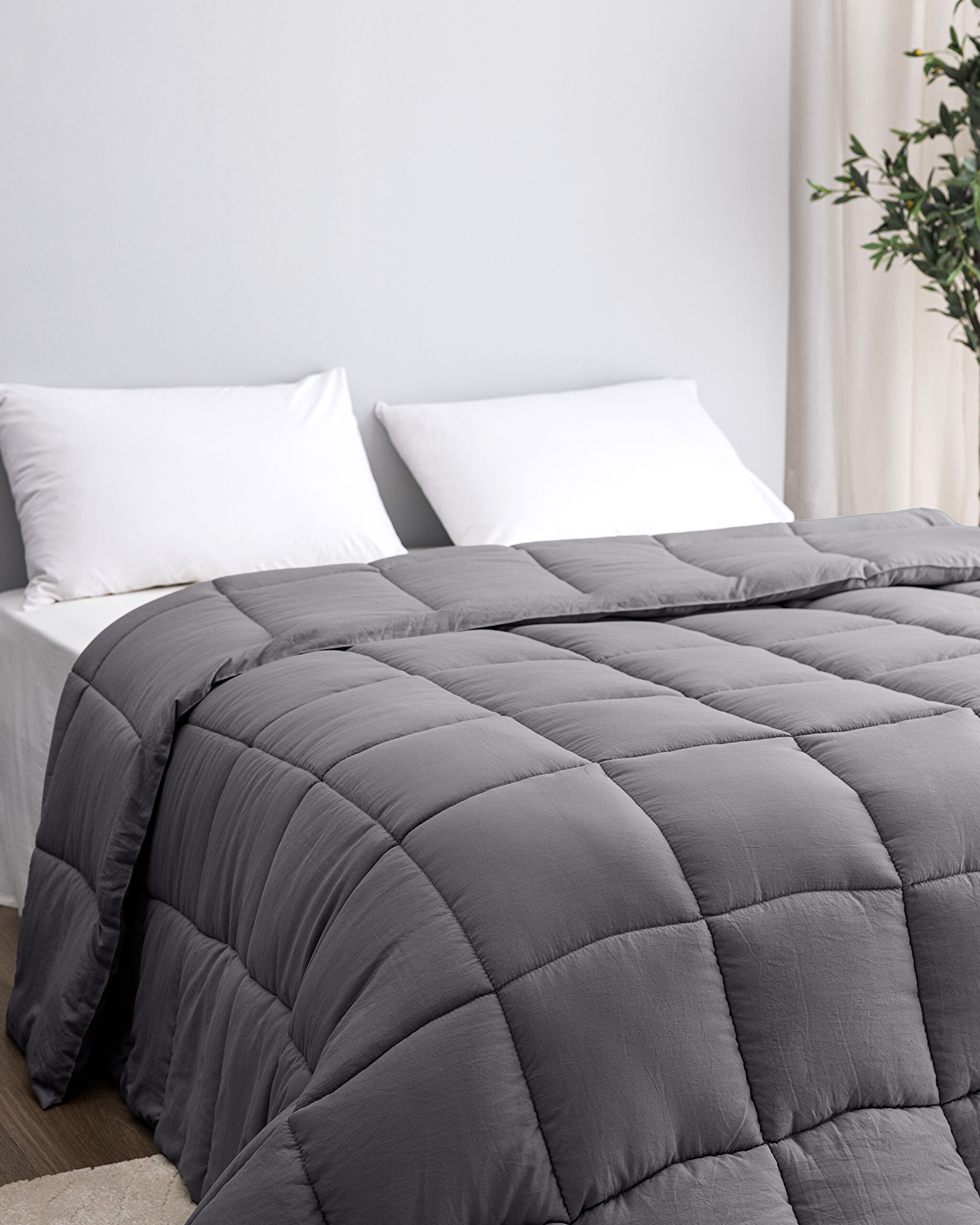 Mona Single Microfiber Quilt - Anthracite - 1