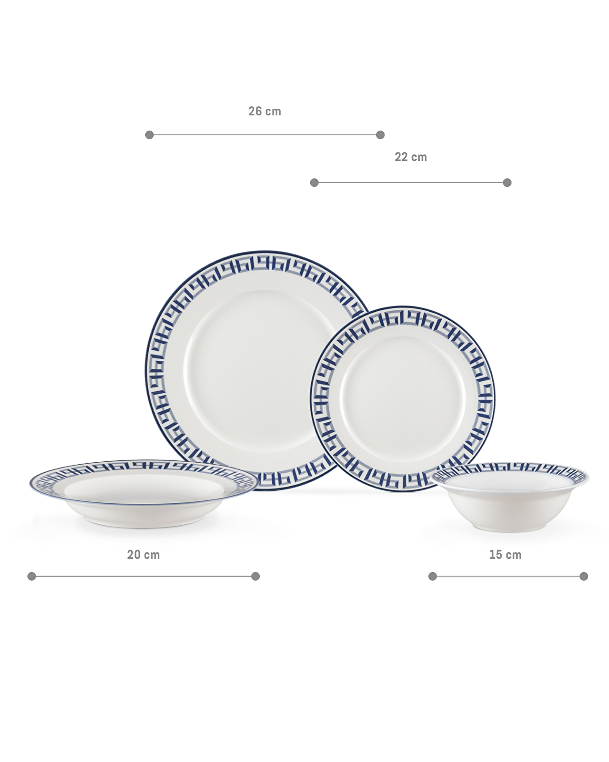 Service de table Lavra 24 pièces pour 6 personnes - Bleu/Blanc - 7