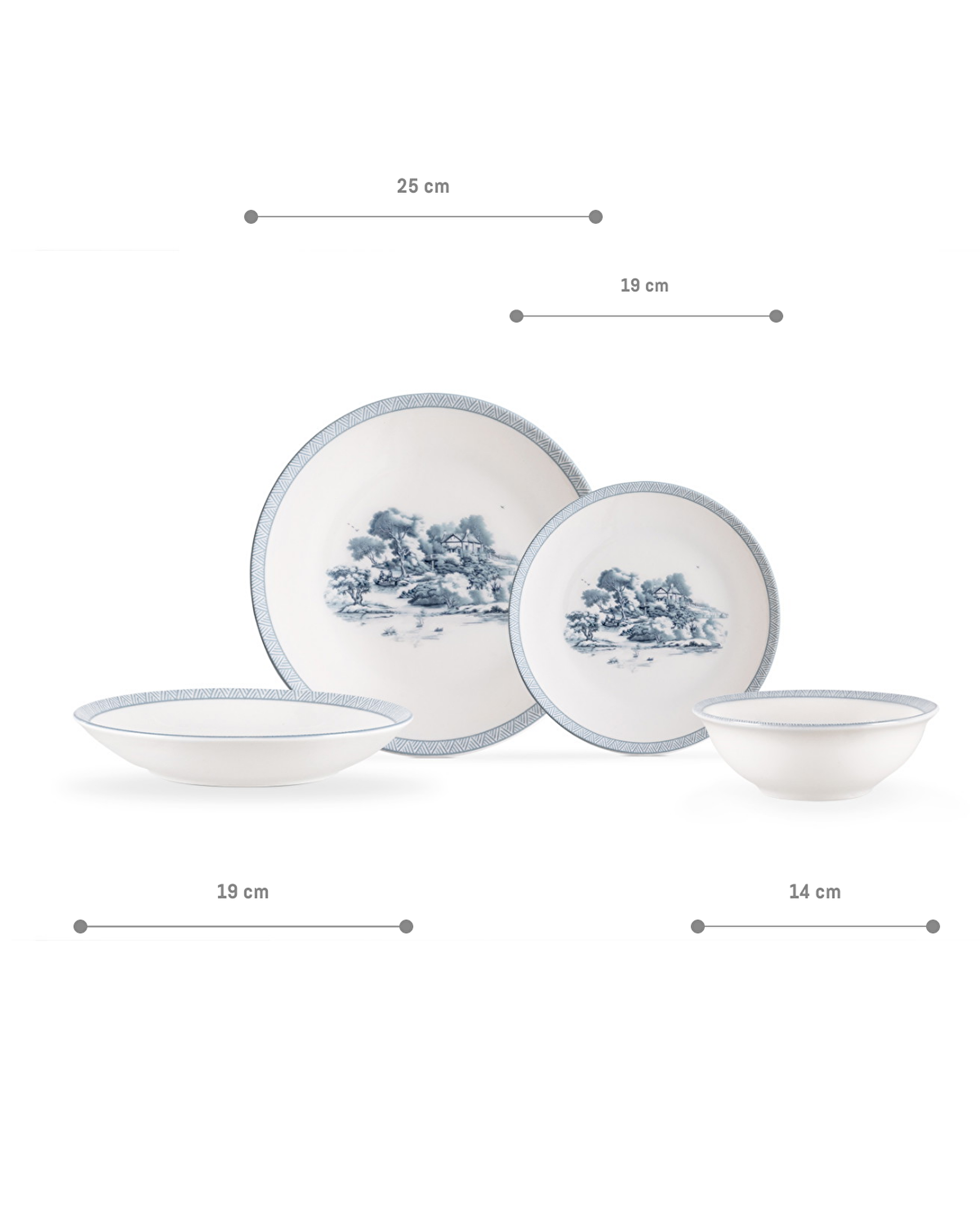 Service de table Marcel 24 pièces pour 6 personnes - Bleu/Blanc - 6