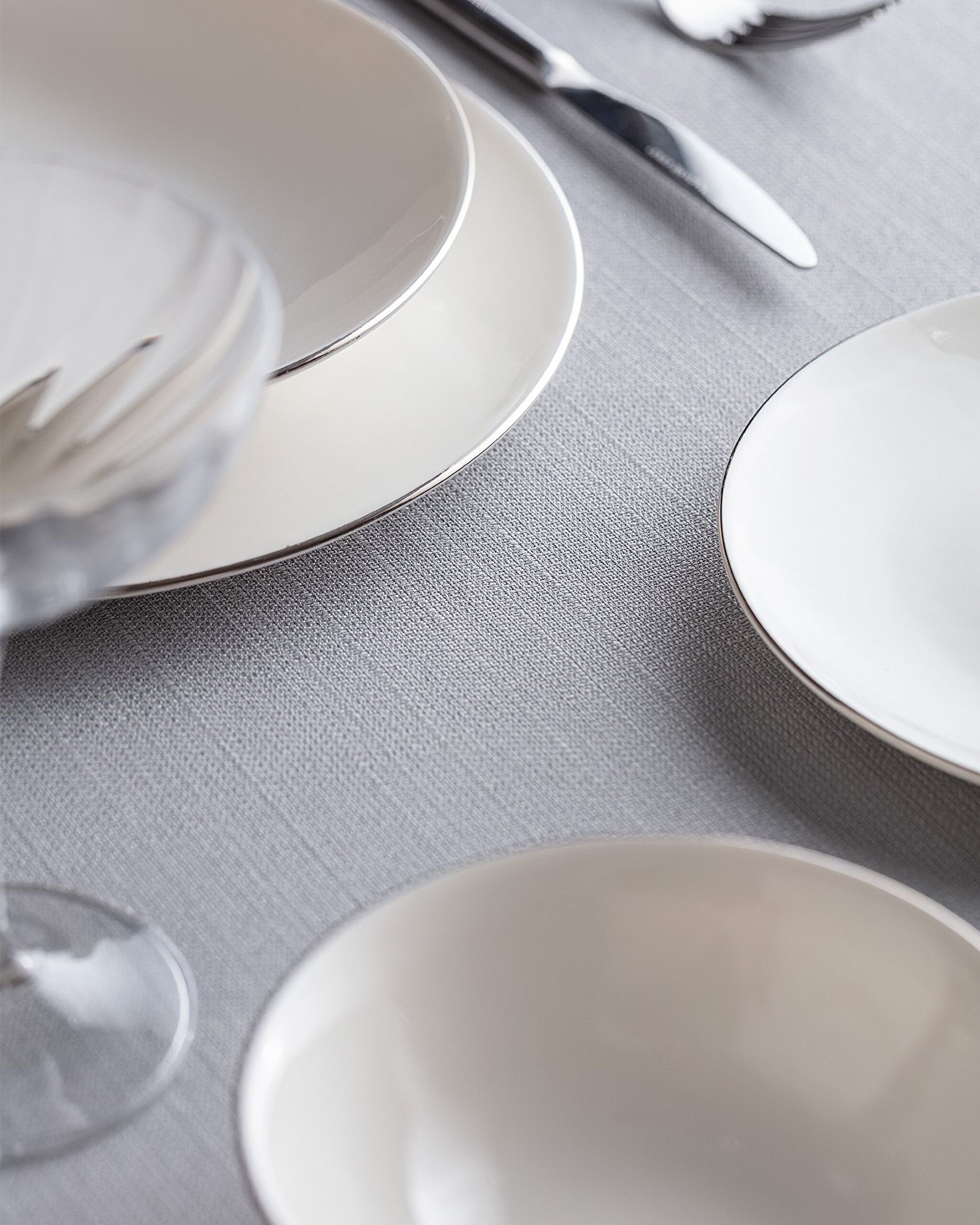 Service de table 24 pièces Allons pour 6 personnes - Blanc/Argent - 1