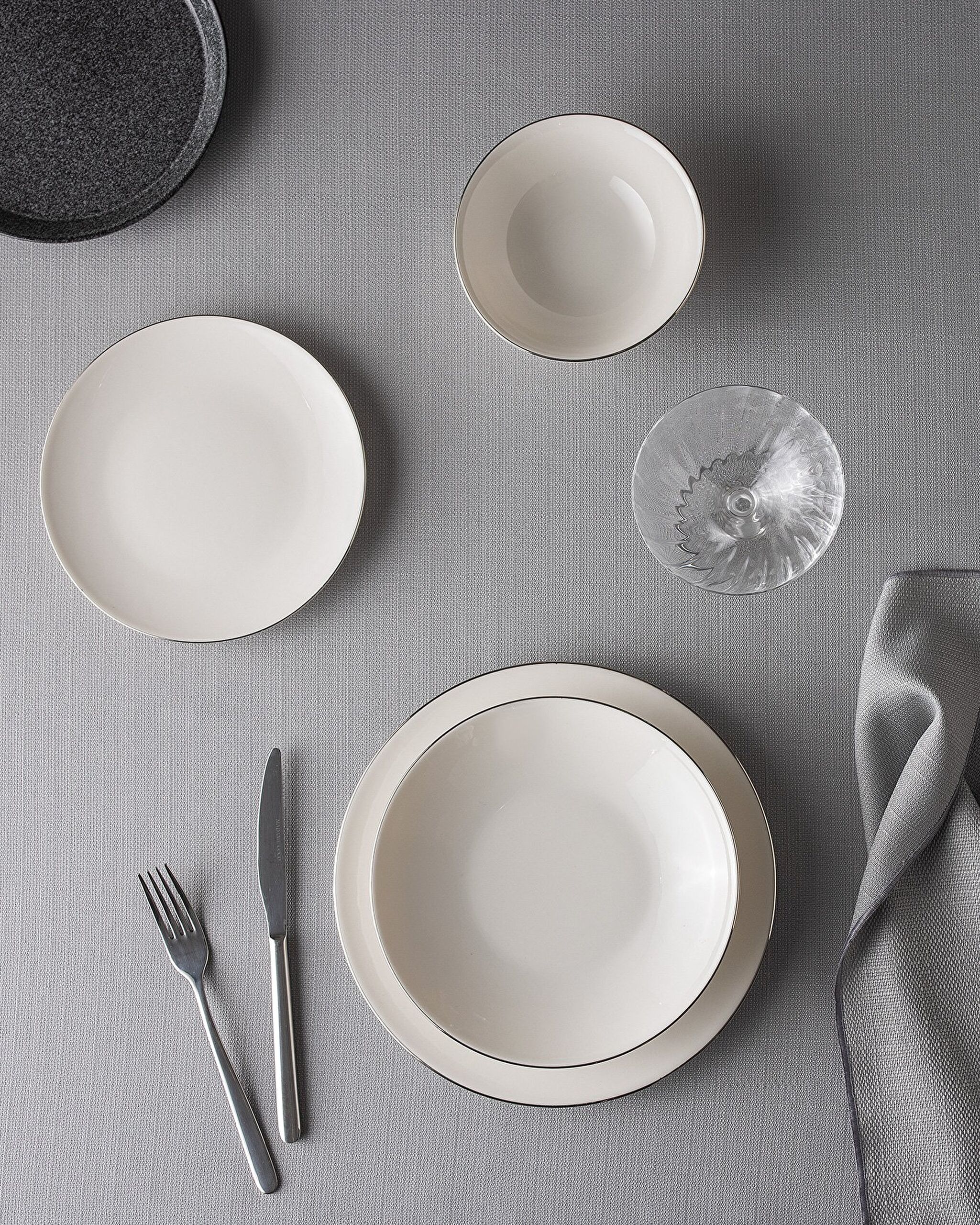 Service de table 24 pièces Allons pour 6 personnes - Blanc/Argent - 0