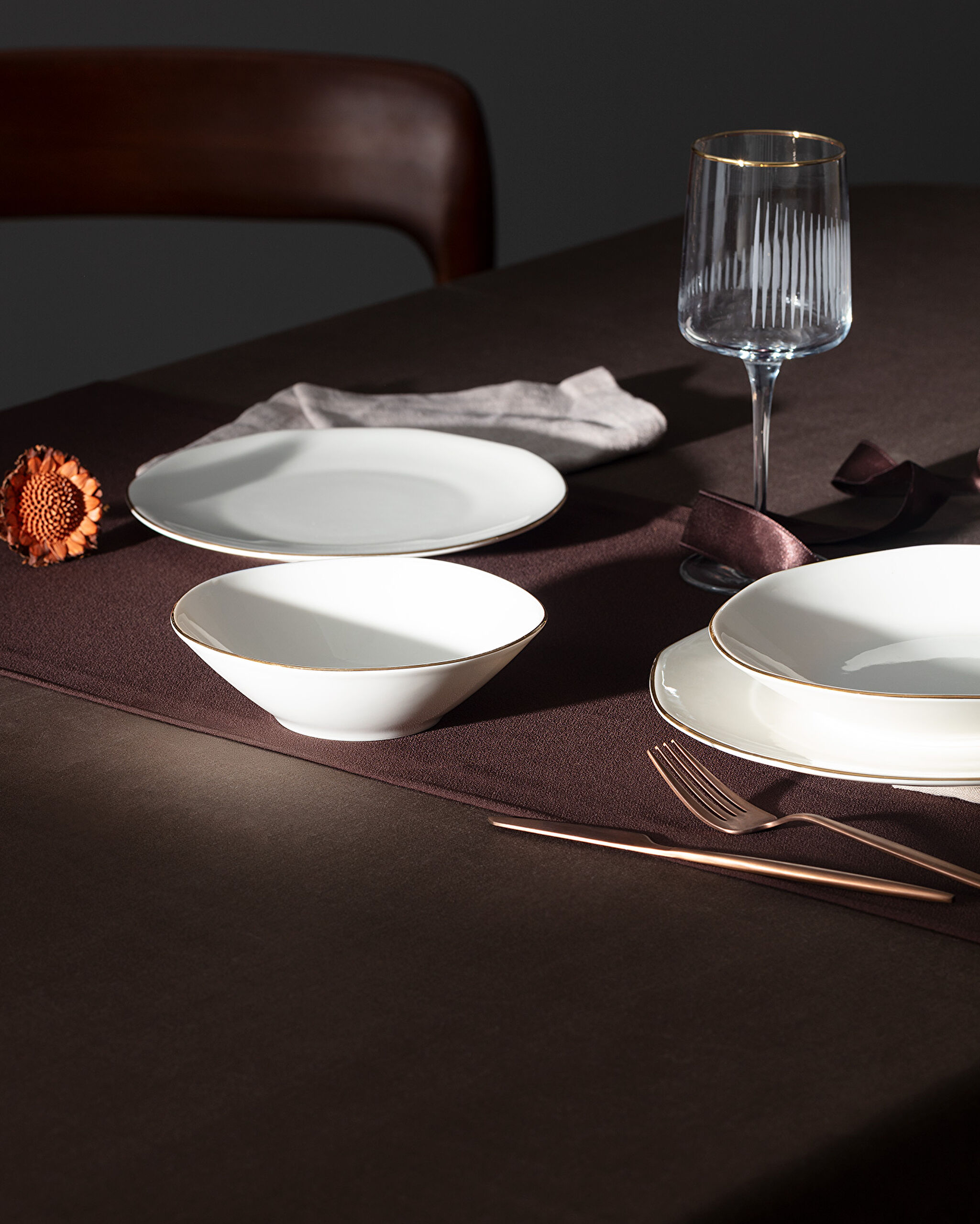 Service de table 24 pièces Collin pour 6 personnes - Blanc/Or - 2