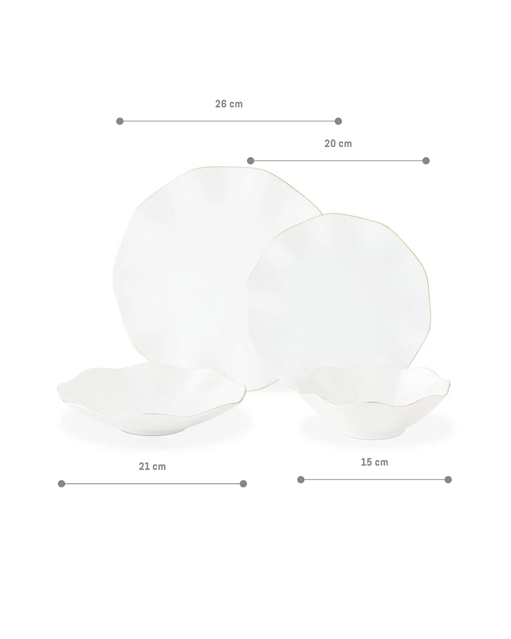 Manarolo 24 Piece Dinner Set for 6 People - White/Gold - 6