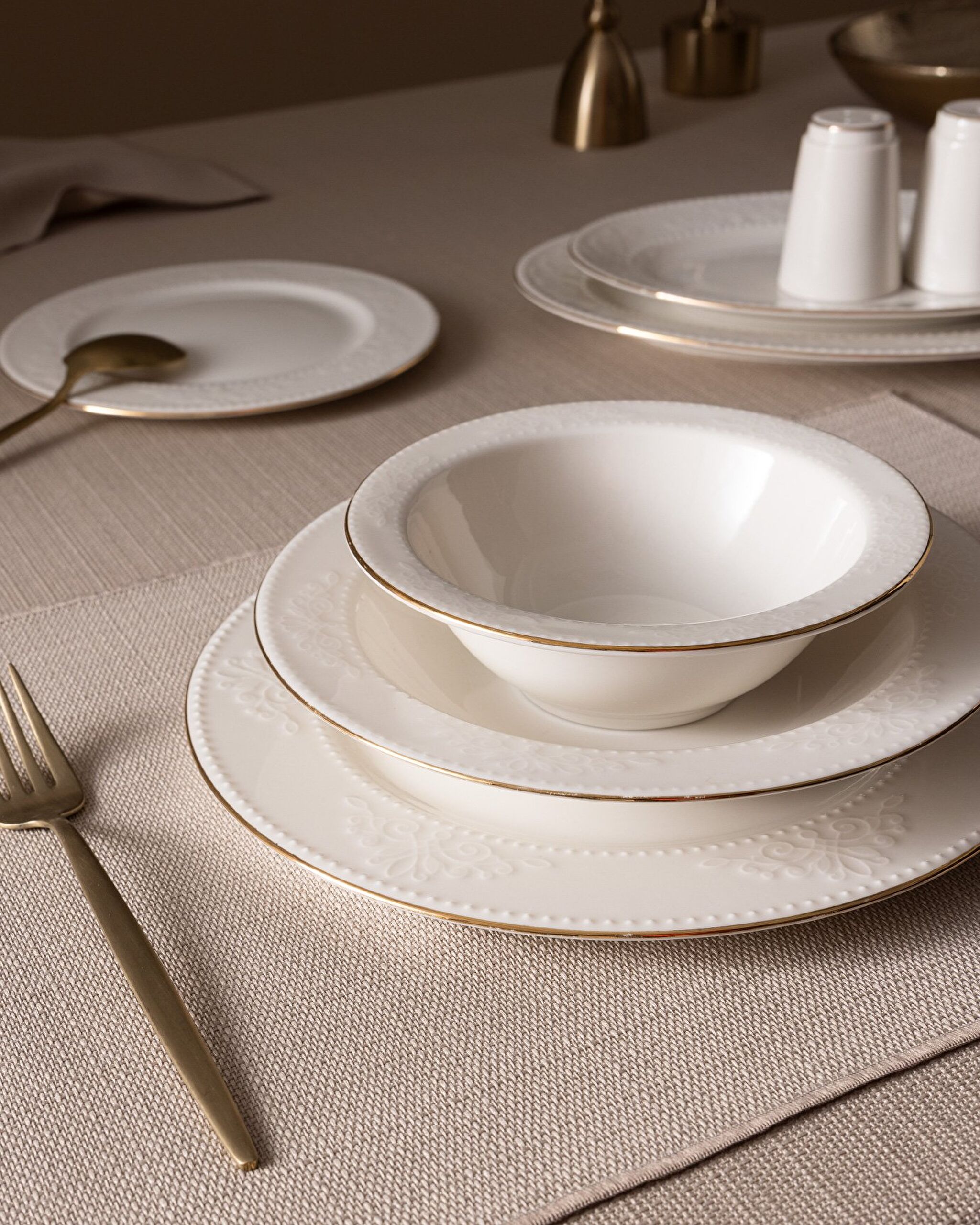Odette 28 Piece Dinner Set Gold/platinum - 3