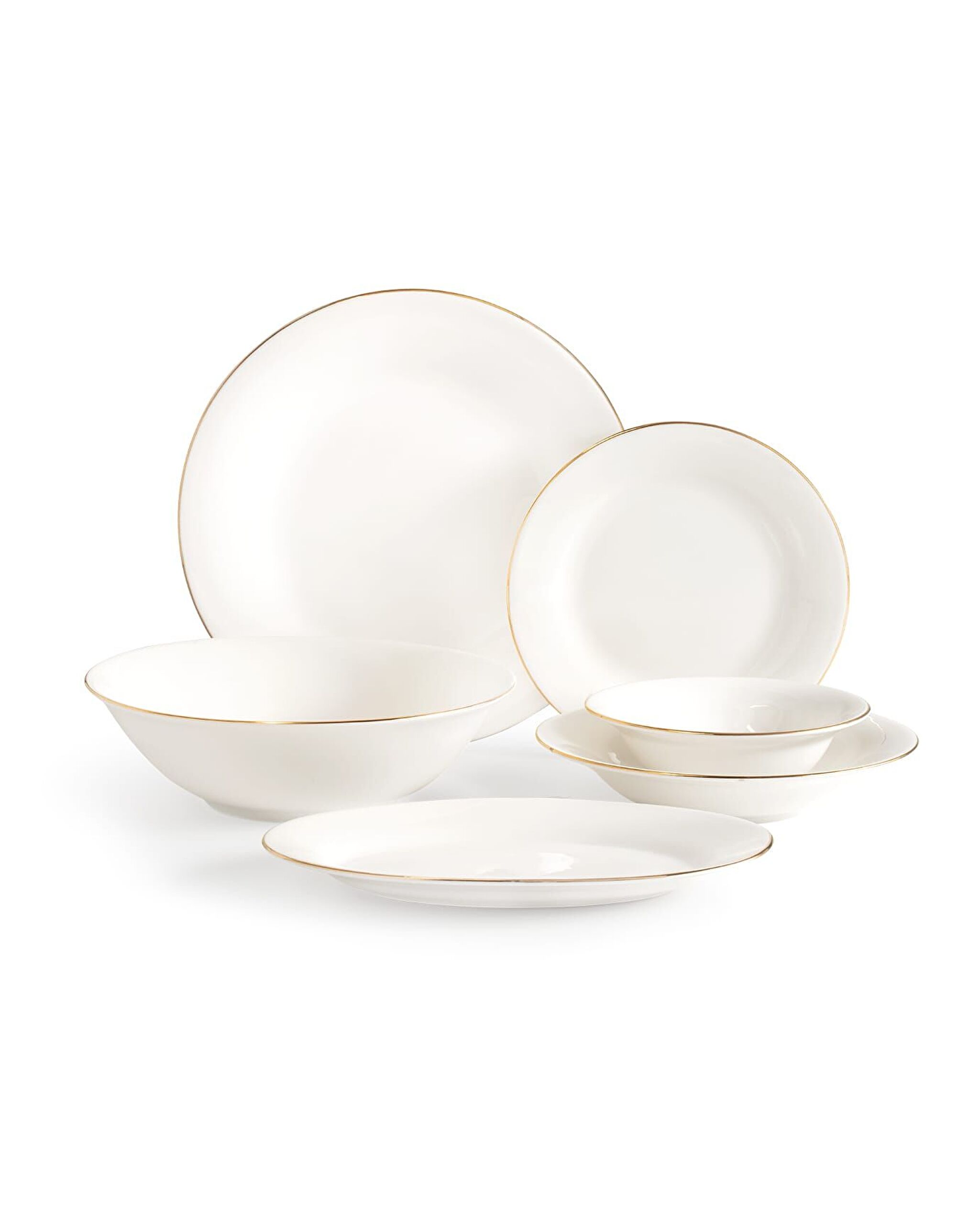 Solara 27 Piece Dinner Set for 6 People - White/Gold - 0