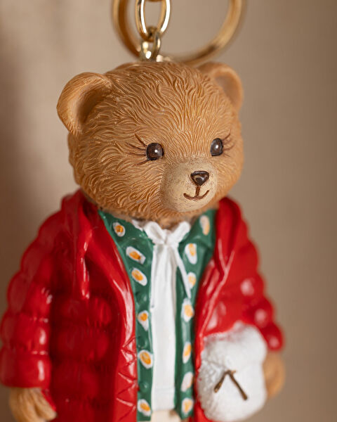 Moulin Bear Keychain - Red/Beige - 2
