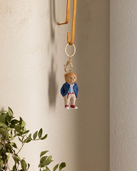 Simon Bear Keychain - Navy Blue/Beige - 0