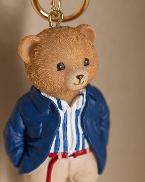 Simon Bear Keychain - Navy Blue/Beige - 2