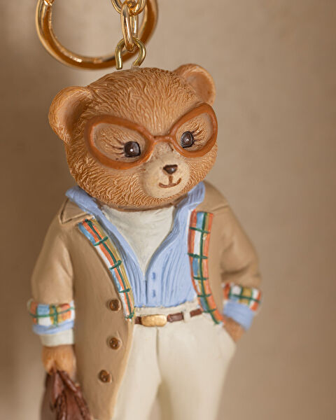 Bonny Bear Keychain - Beige/Blue - 1