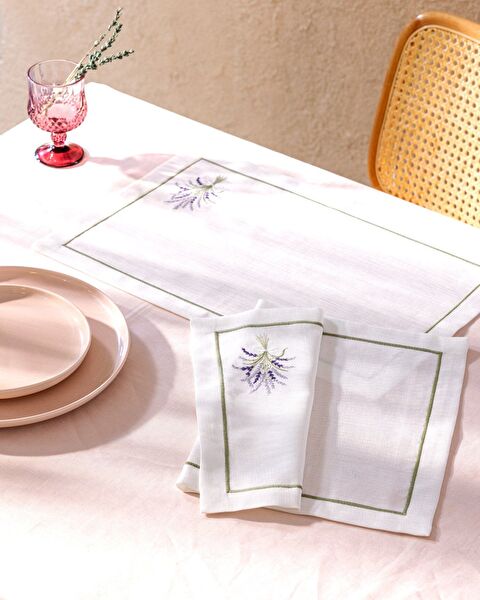 Set de Table 2 Pièces La Lavande - Blanc/Lilas - 0