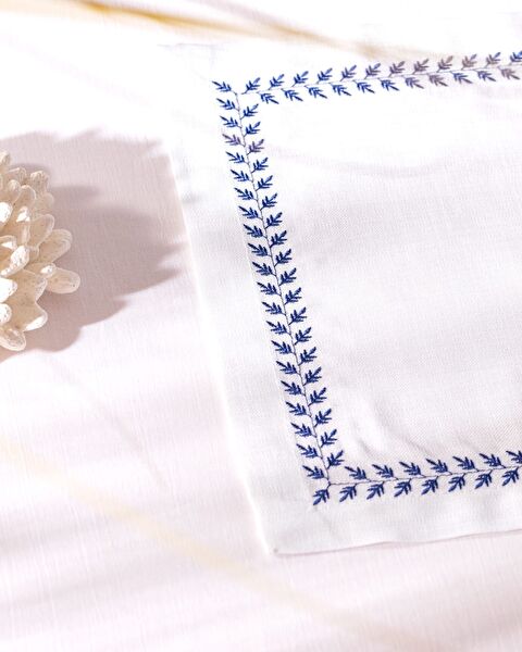 Moselle 2-delige placemat - Wit/Marineblauw - 1