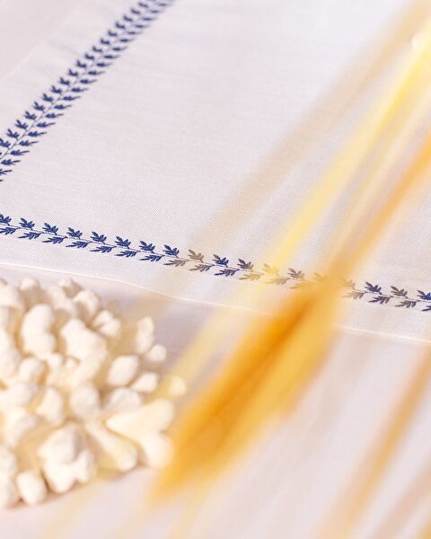 Moselle 2-delige placemat - Wit/Marineblauw - 2