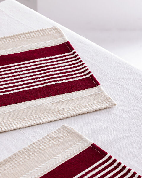 Set de Table 2 Pièces Virlet - Rouge/Beige - 1