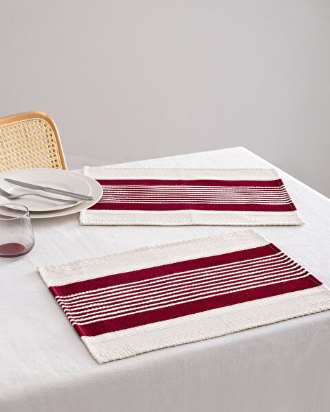 Set de Table 2 Pièces Virlet - Rouge/Beige - 0