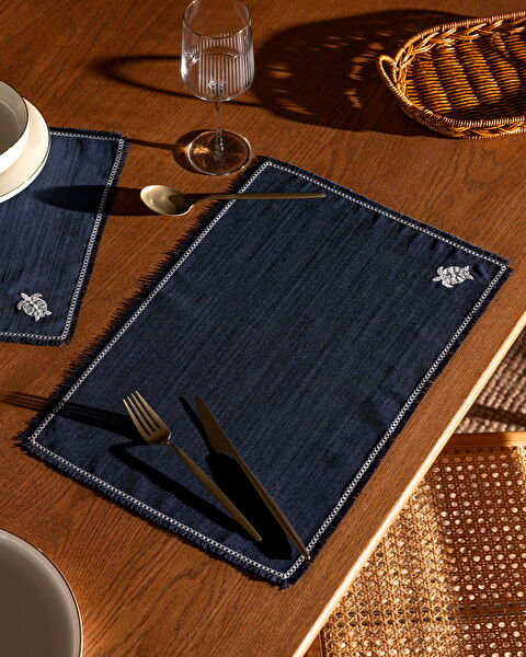 Caretta 2-delige placemat - Marineblauw - 0
