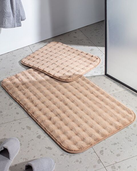 Reflet Bubble 2-Piece Bath Mat - Beige - 0