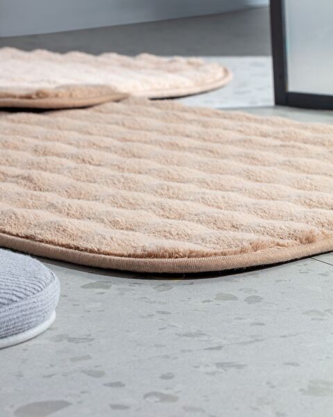 Reflet Bubble 2-Piece Bath Mat - Beige - 1