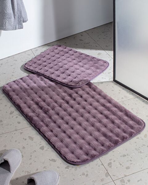 Reflet Bubble 2-Piece Bath Mat - Dark Plum - 0