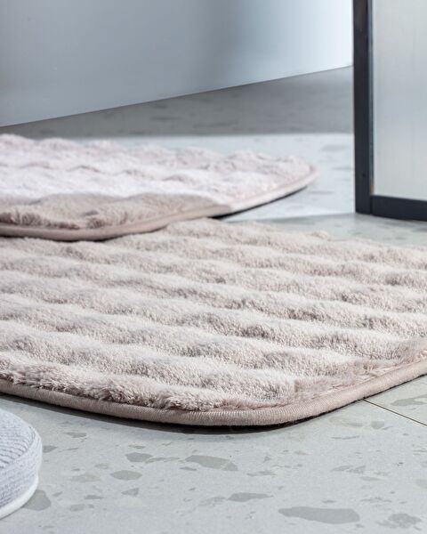 Reflet Bubble 2-Piece Bath Mat - Stone - 1