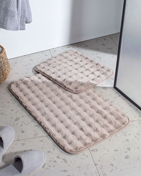 Reflet Bubble 2-Piece Bath Mat - Stone - 0