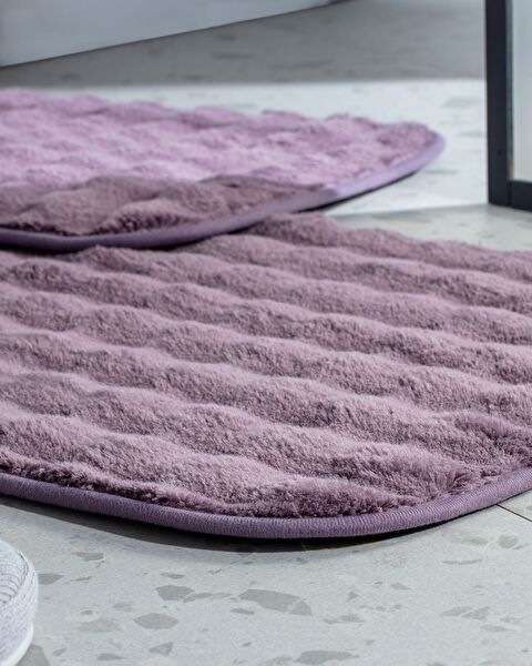 Reflet Bubble 2-Piece Bath Mat - Dark Plum - 1