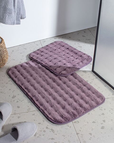Reflet Bubble 2-Piece Bath Mat - Dark Plum - 0