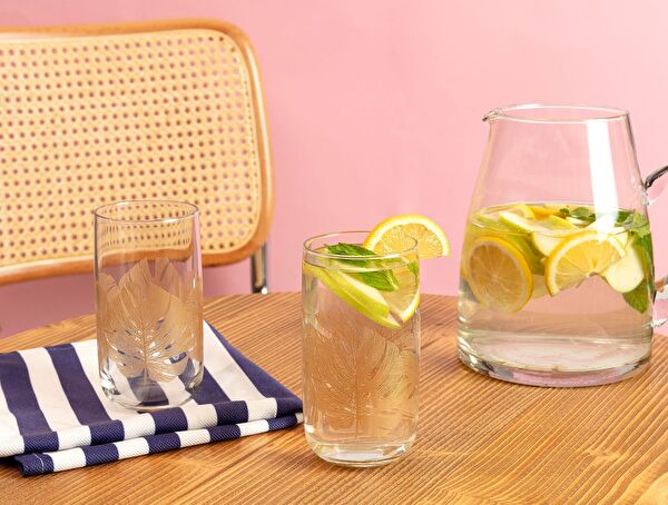 Ensemble de 4 verres à boissons gazeuses Musette Feuilles d'Or - 365 ml - 0