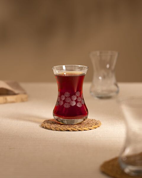 مجموعة زجاج شاي زهور لافيم بيضاء من 6 - 0