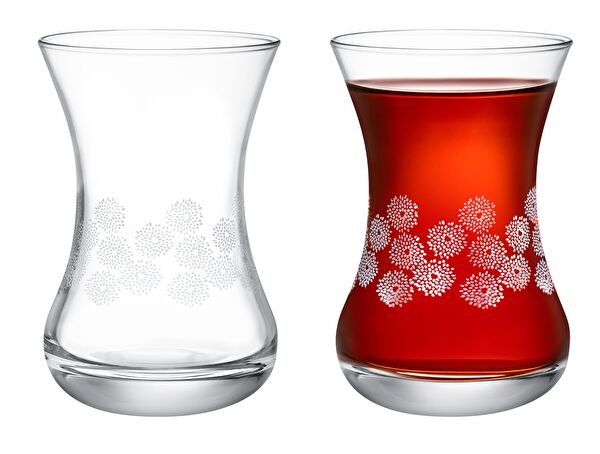 مجموعة زجاج شاي زهور لافيم بيضاء من 6 - 6