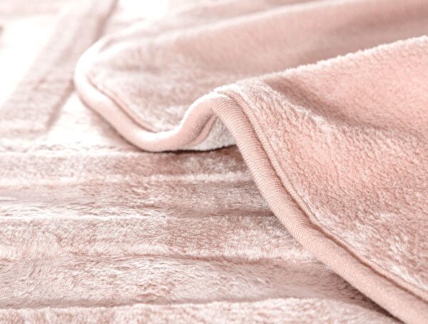 Clementine Mink Emboss Double Blanket - Powder - 1