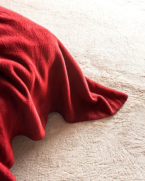 Plain Double Cotton Jacquard Blanket - Claret Red - 3