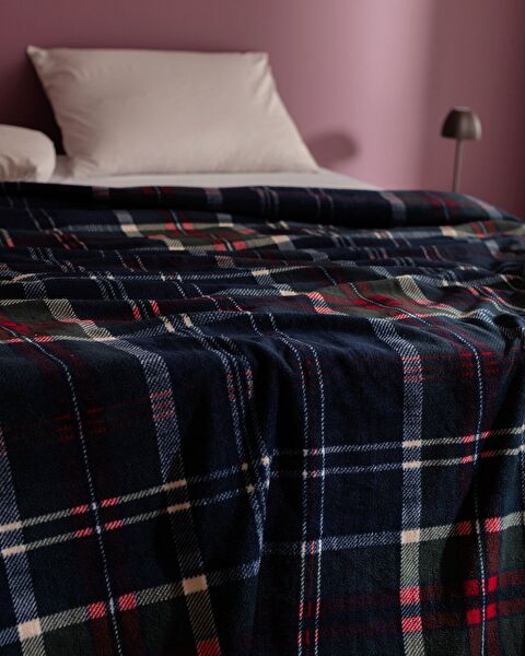 Tignes Double Welsoft Fleece Printed Blanket - Navy Blue - 2