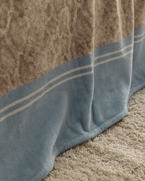 Serpent Double Welsoft Polar Printed Blanket - Beige/Blue - 2