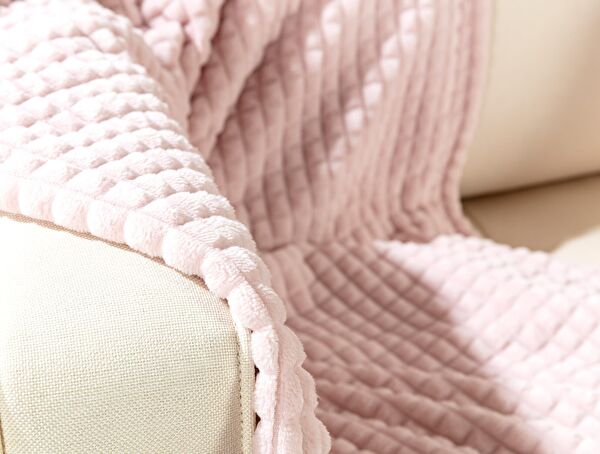 Emile Welsoft Polar Dubbelzijdig Emboss TV-deken - Poeder - 1