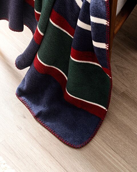 Lozere Baumwoll-Jacquard-TV-Decke - Marineblau - 1