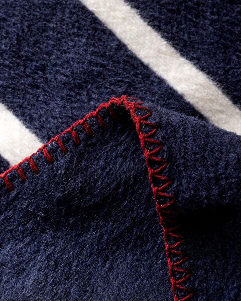 Lozere Baumwoll-Jacquard-TV-Decke - Marineblau - 3