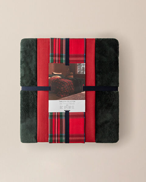 Andray Single Duvet Cover Set with Blanket - Green - 8