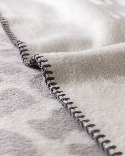 Leopard Tek Kişilik Pamuklu Jakar Battaniye - Gri - 4