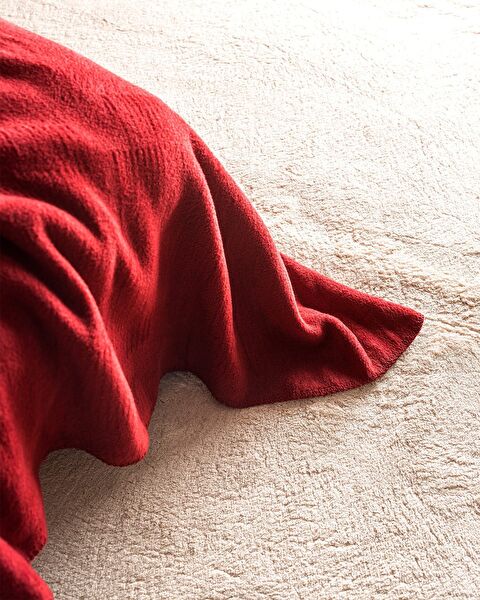 Plain Single Cotton Jacquard Blanket - Claret Red - 3