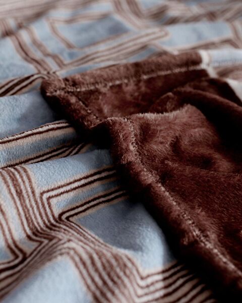 Breville Tek Kişilik Welsoft Polar Baskılı Battaniye - Açık Mavi - 4