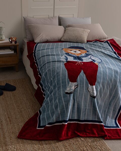 Fares Bear Single Welsoft Fleece Bedruckte Decke – Beige - 0