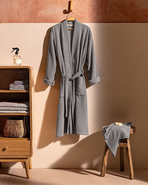 Carla Kimono Collar Unisex Bathrobe Set - 0