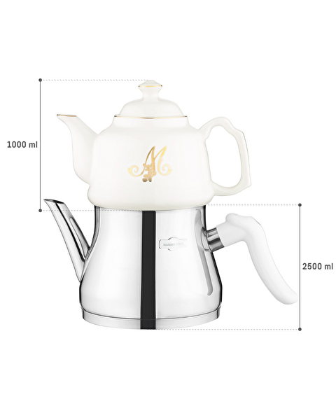 Ensemble Théière Montes - 1000 ml - 2500 ml - Blanc/Or - 10