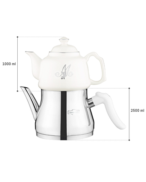 Ensemble de théières Montes - 1000 ml - 2500 ml - Blanc/Platine - 8