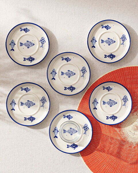 مجموعة صحن زجاج شاي من 6 قطع - 1