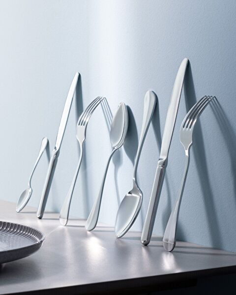 Fleur de Lys 84 Piece Fork Knife Spoon Set - Silver - 0