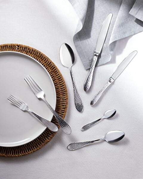 La Rose 42 Piece Fork Knife Spoon Set - Silver - 0